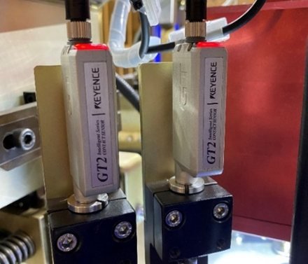 Keyence GT2 sensors checking primer depth on the primer inserting machine